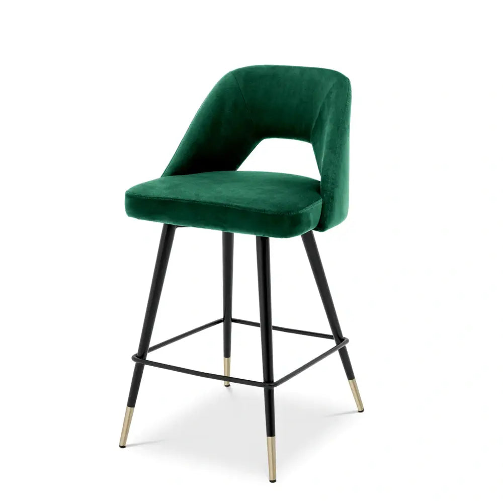 Product photograph of Eichholtz Avorio Counter Stool In Roche Green Velvet from Olivia's