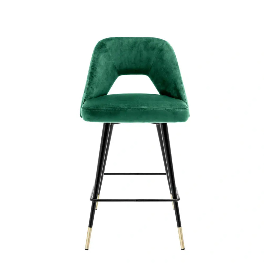 Product photograph of Eichholtz Avorio Counter Stool In Roche Green Velvet from Olivia's.