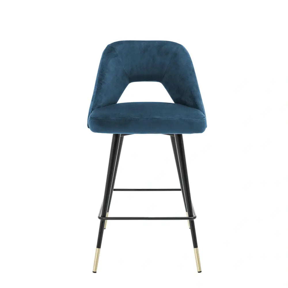 Eichholtz Avorio Counter Stool in Roche Blue Velvet