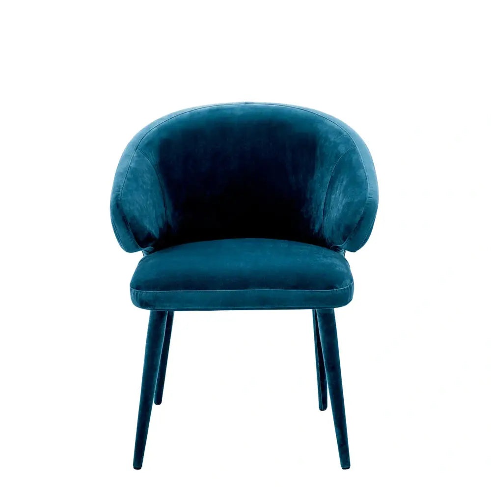 Product photograph of Eichholtz Cardinale Dining Chair Velvet Roche Teal Blue from Olivia's.