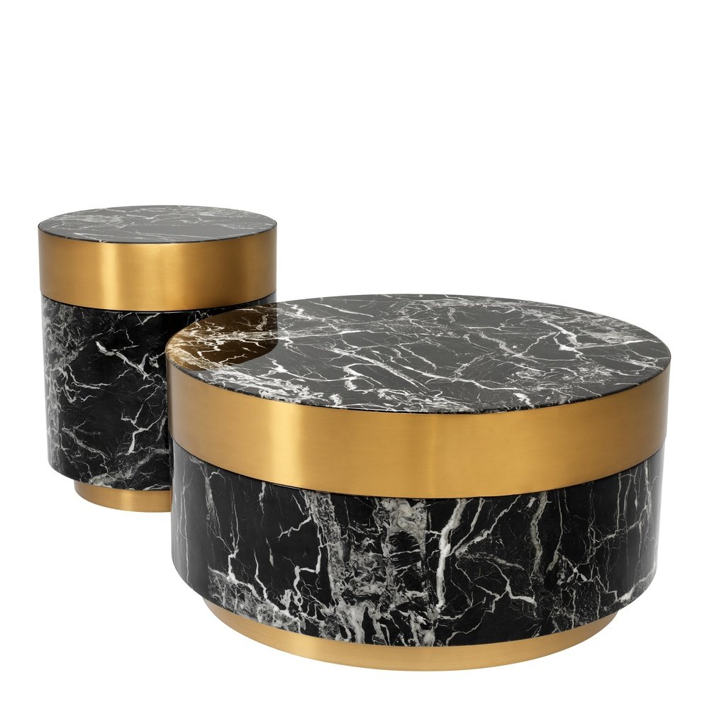 Product photograph of Eichholtz Caron Side Table Faux Black Marble Brass Finish from Olivia's.