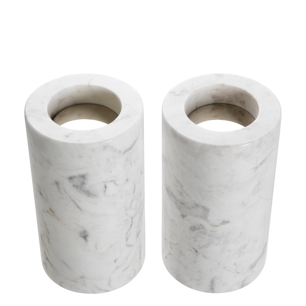 Product photograph of Eichholtz Set Of 2 Tobor Tealight Holder Medium White Marble from Olivia's.