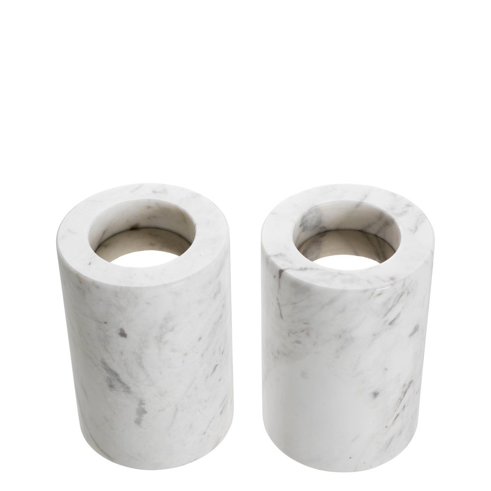 Product photograph of Eichholtz Set Of 2 Tobor Tealight Holder Small White Marble from Olivia's.