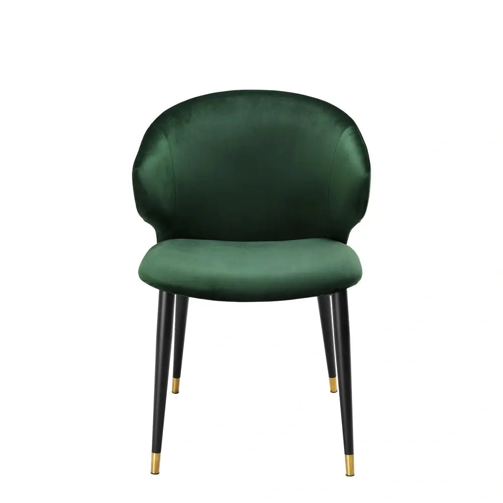 Eichholtz Volante Dining Chair In Roche Dark Green Velvet With Arm