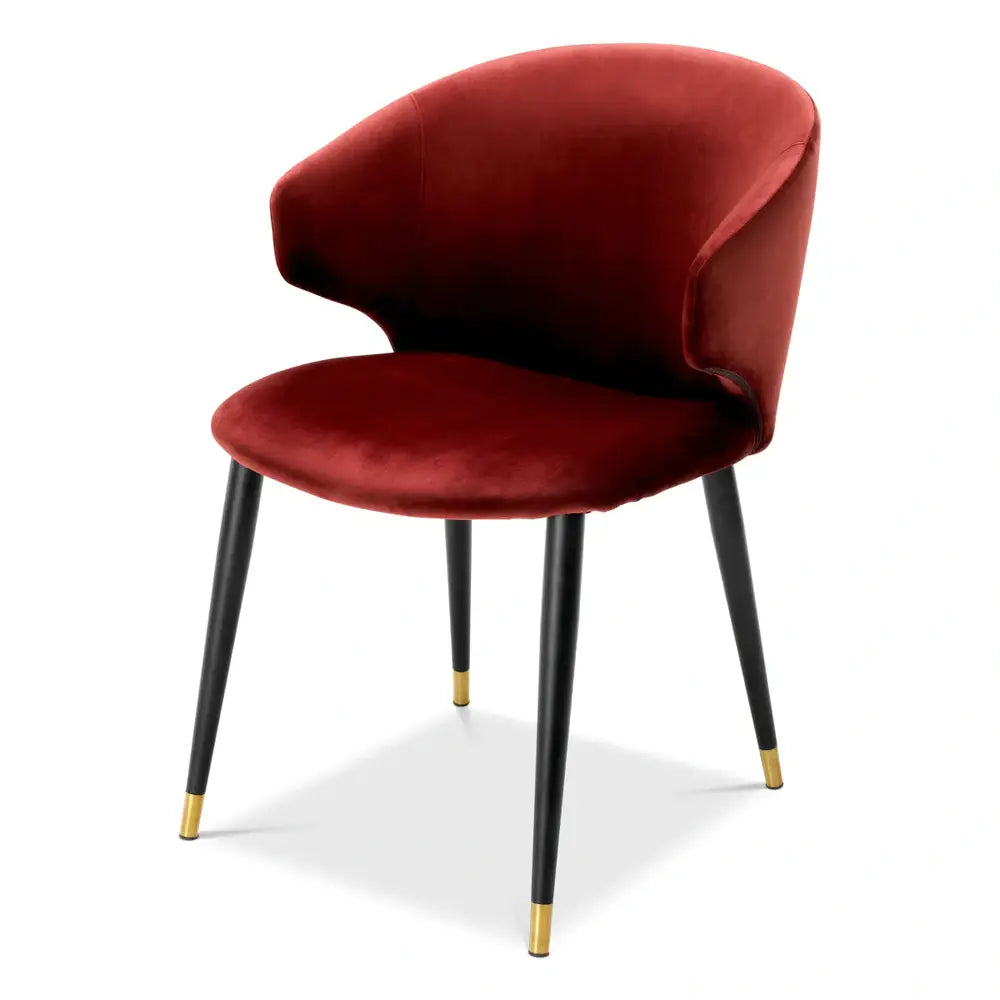 Product photograph of Eichholtz Volante Dining Chair Roche Bordeaux Velvet With Arm from Olivia's