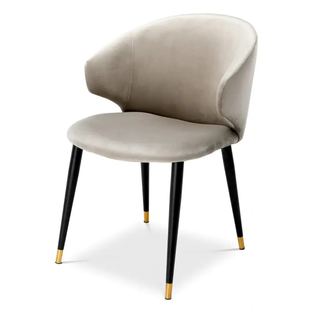 Product photograph of Eichholtz Volante Dining Chair Roche Beige Velvet With Arm from Olivia's