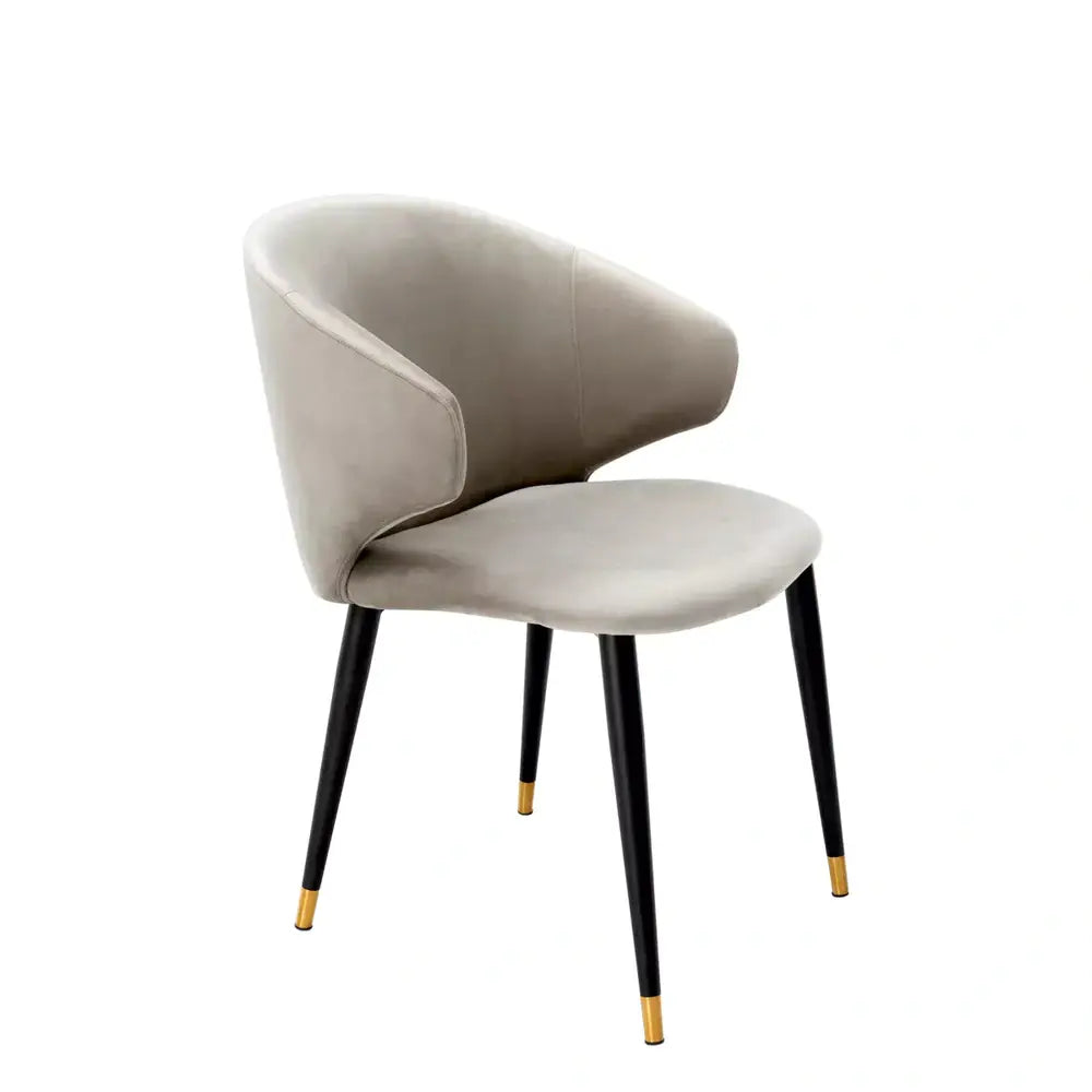 Product photograph of Eichholtz Volante Dining Chair Roche Beige Velvet With Arm from Olivia's.