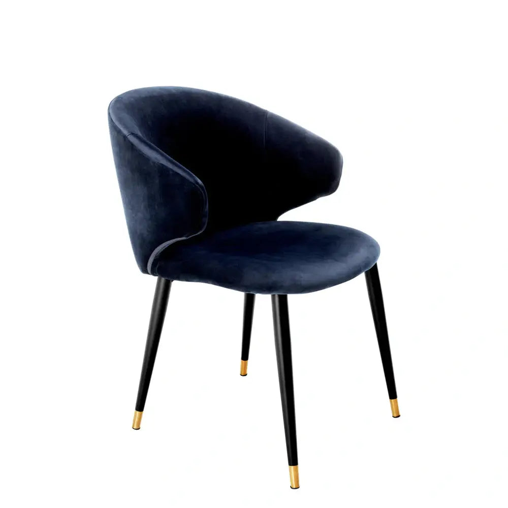 Eichholtz Volante Dining Chair in Savona Midnight Blue With Arm