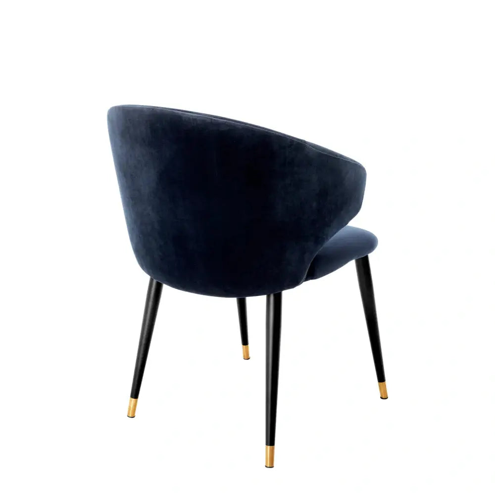 Product photograph of Eichholtz Volante Dining Chair In Savona Midnight Blue With Arm from Olivia's.
