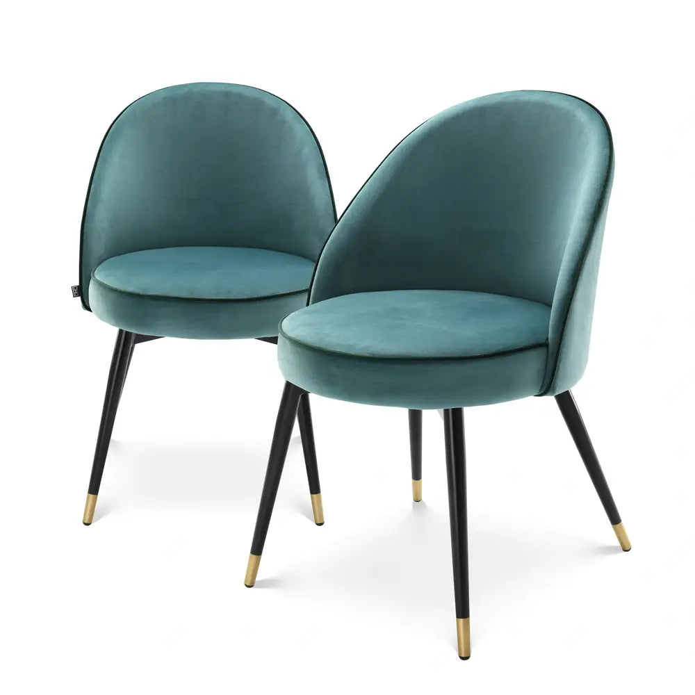 Product photograph of Eichholtz Set Of 2 Cooper Dining Chair In Roche Turquoise Velvet from Olivia's