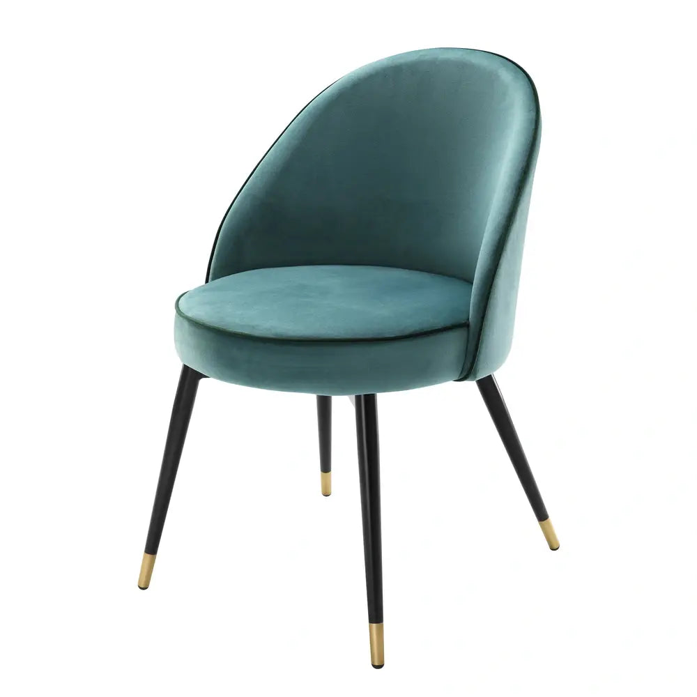 Product photograph of Eichholtz Set Of 2 Cooper Dining Chair In Roche Turquoise Velvet from Olivia's.