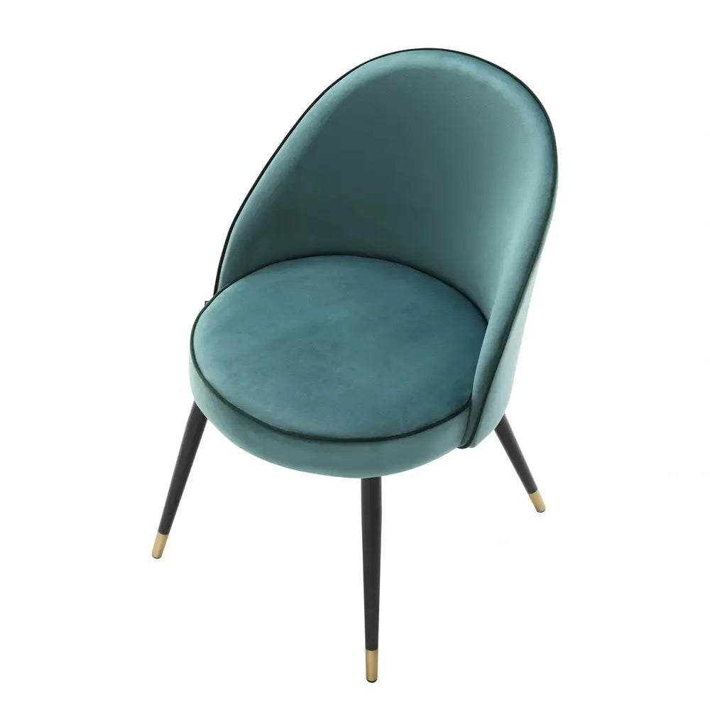 Product photograph of Eichholtz Set Of 2 Cooper Dining Chair In Roche Turquoise Velvet from Olivia's.