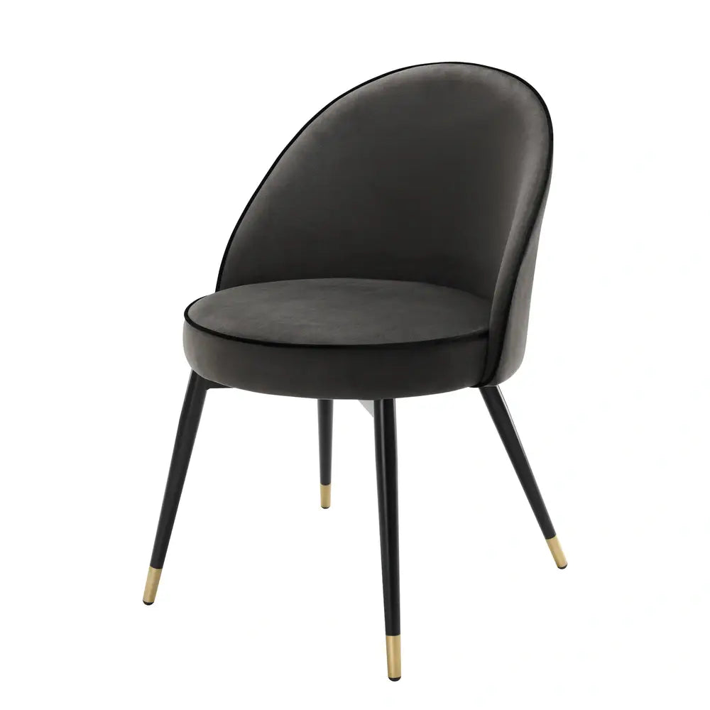 Product photograph of Eichholtz Set Of 2 Cooper Dining Chairs In Roche Dark Grey Velvet from Olivia's.