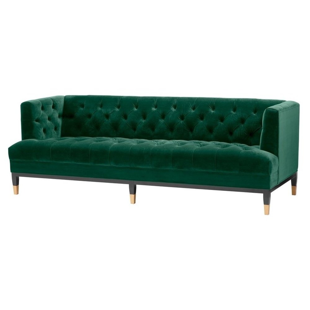 Product photograph of Eichholtz Castelle 3 Seater Sofa Roche Dark Green Velvet from Olivia's