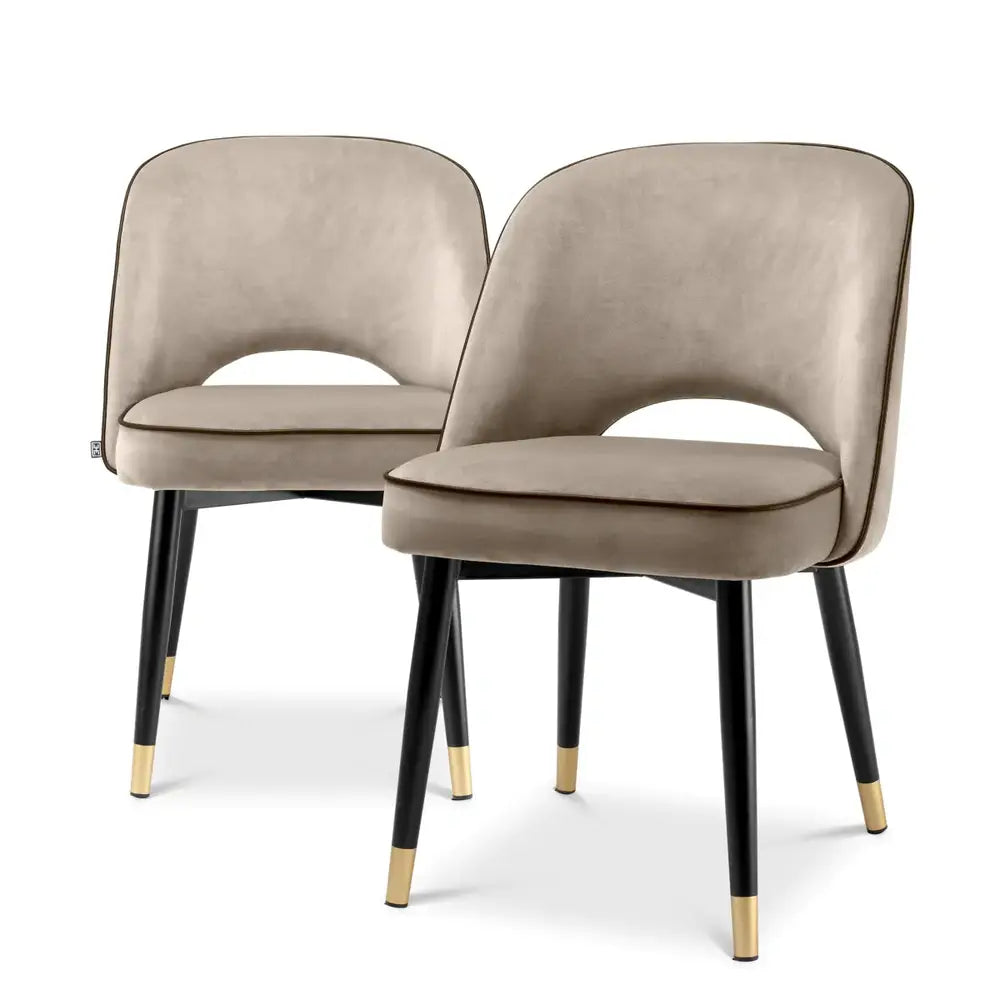 Product photograph of Eichholtz Set Of 2 Cliff Dining Chairs In Velvet Savona Greige from Olivia's.