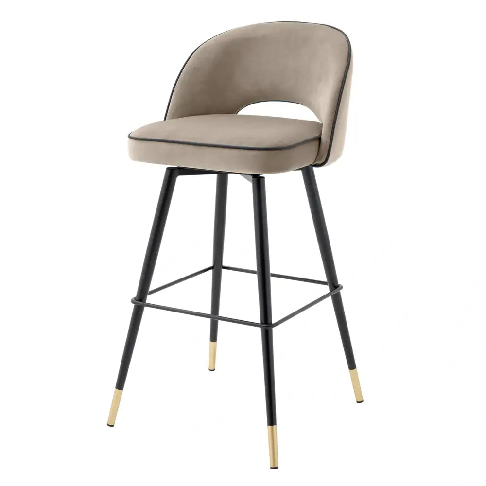 Product photograph of Eichholtz Cliff Set Of 2 Bar Stools In Savona Greige Velvet from Olivia's.