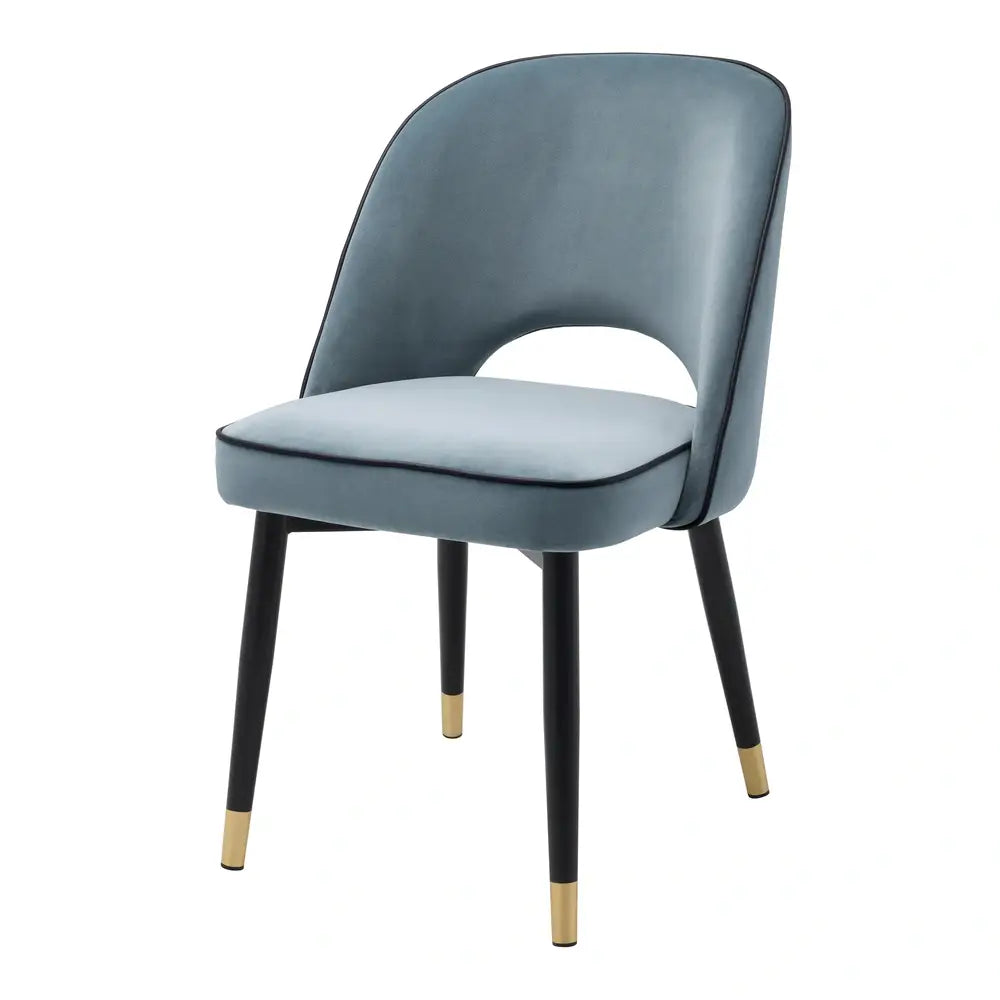 Product photograph of Eichholtz Set Of 2 Cliff Dining Chairs In Velvet Savona Blue from Olivia's.