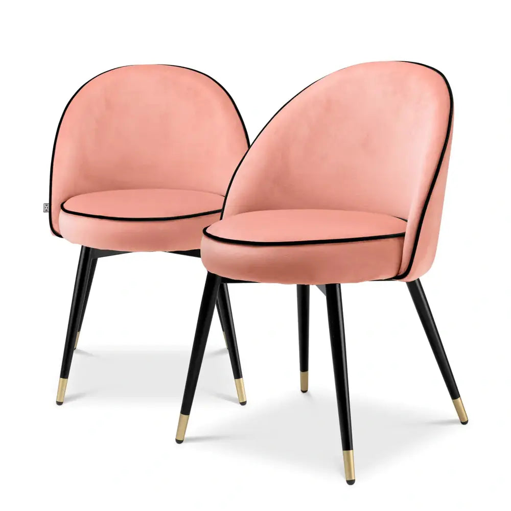 Eichholtz Set of 2 Cooper Dining Chairs in Savona Nude Velvet