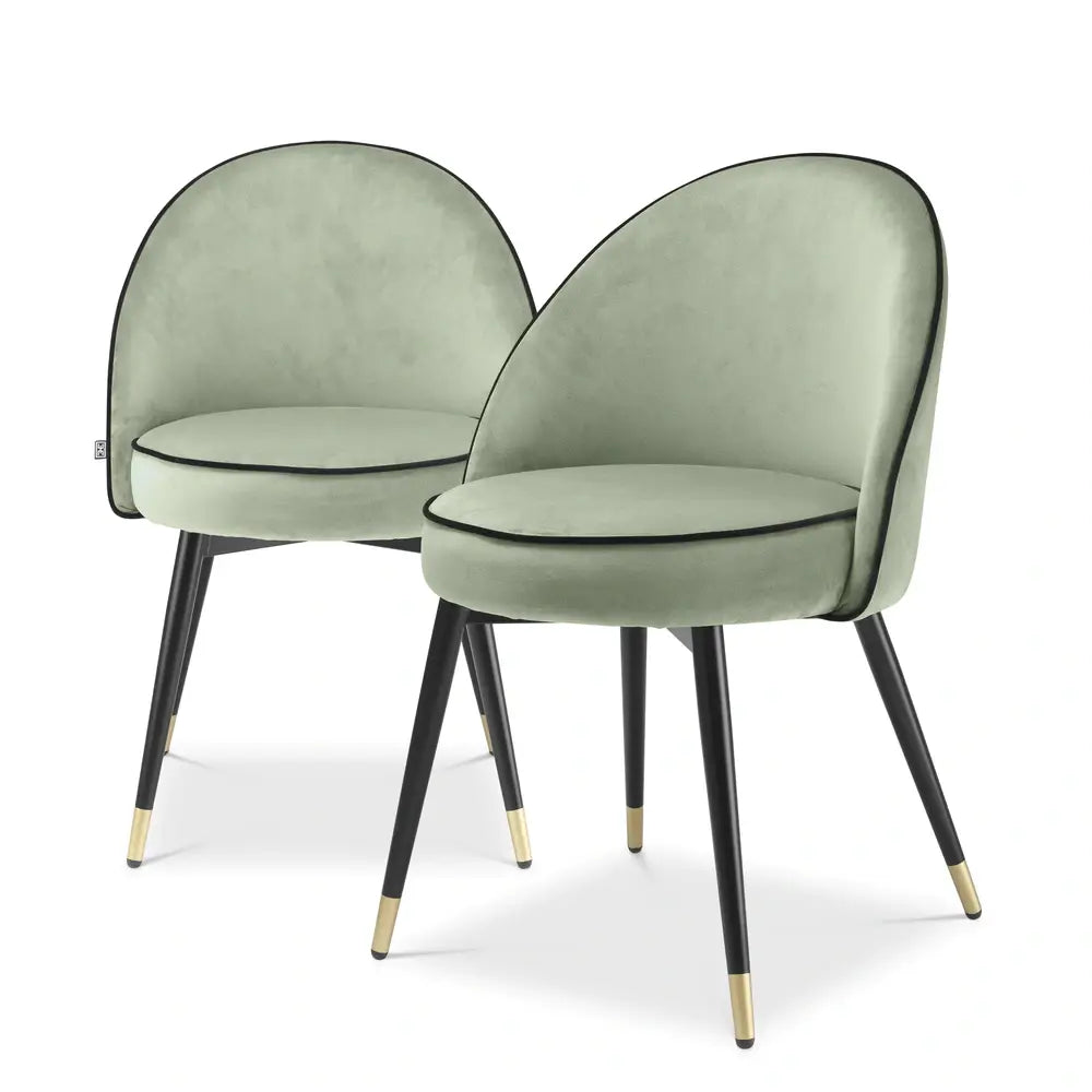 Eichholtz Set Of 2 Cooper Dining Chair In Savona Pistache Green Velvet