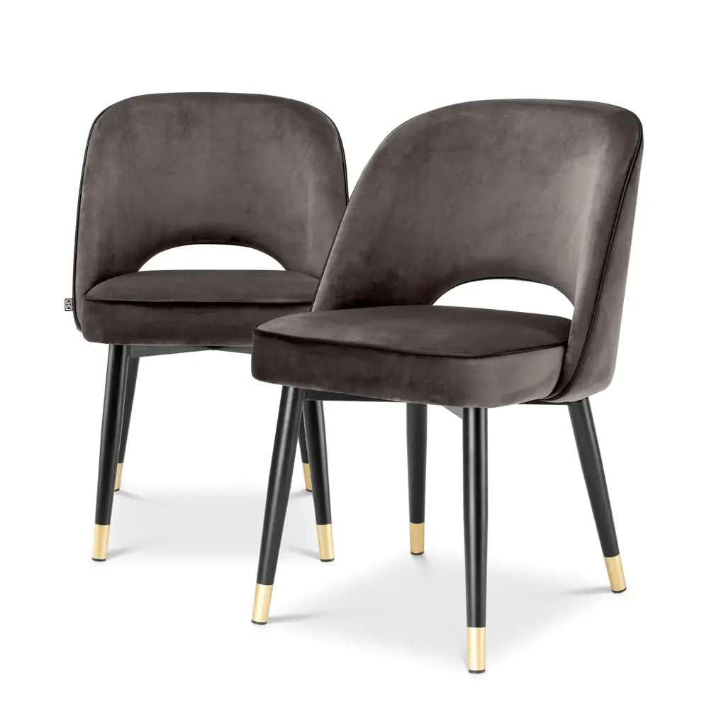 Eichholtz Set Of 2 Cliff Dining Chairs In Savona Velvet Grey