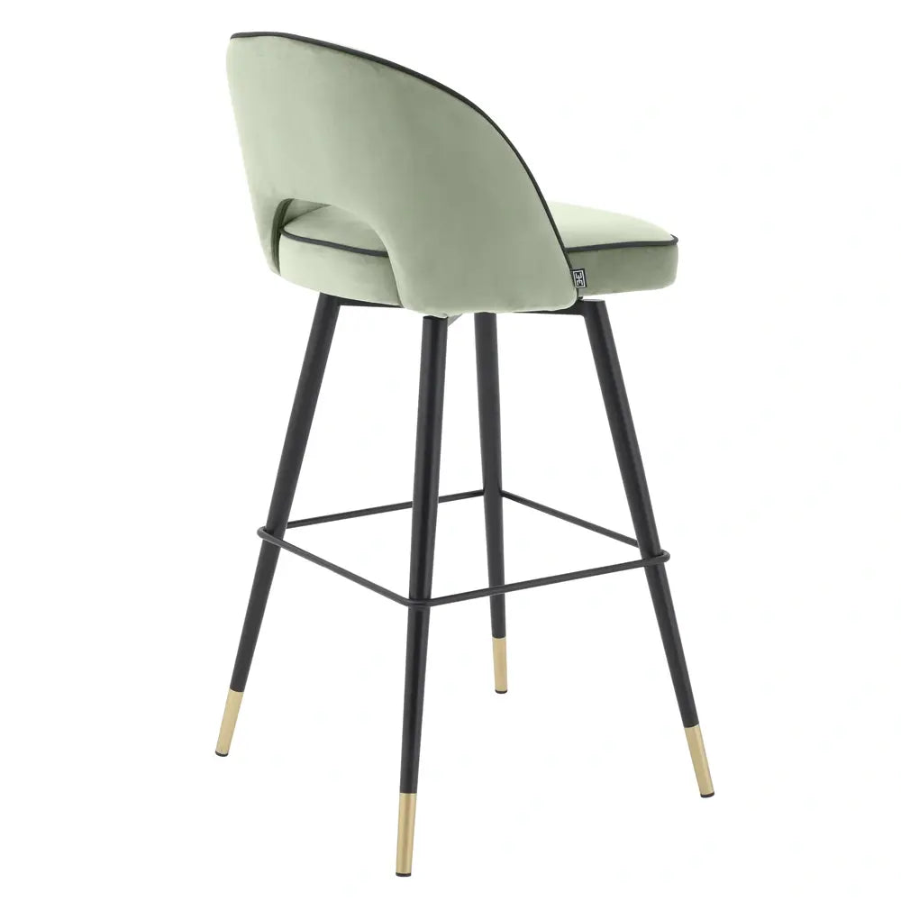 Product photograph of Eichholtz Cliff Set Of 2 Bar Stools In Savona Pistache Green Velvet from Olivia's.