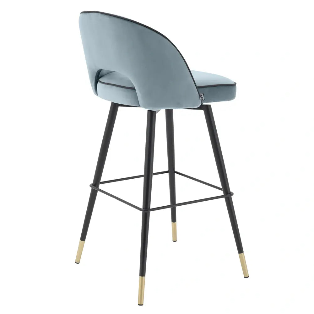 Product photograph of Eichholtz Cliff Set Of 2 Bar Stools In Savona Blue Velvet from Olivia's.