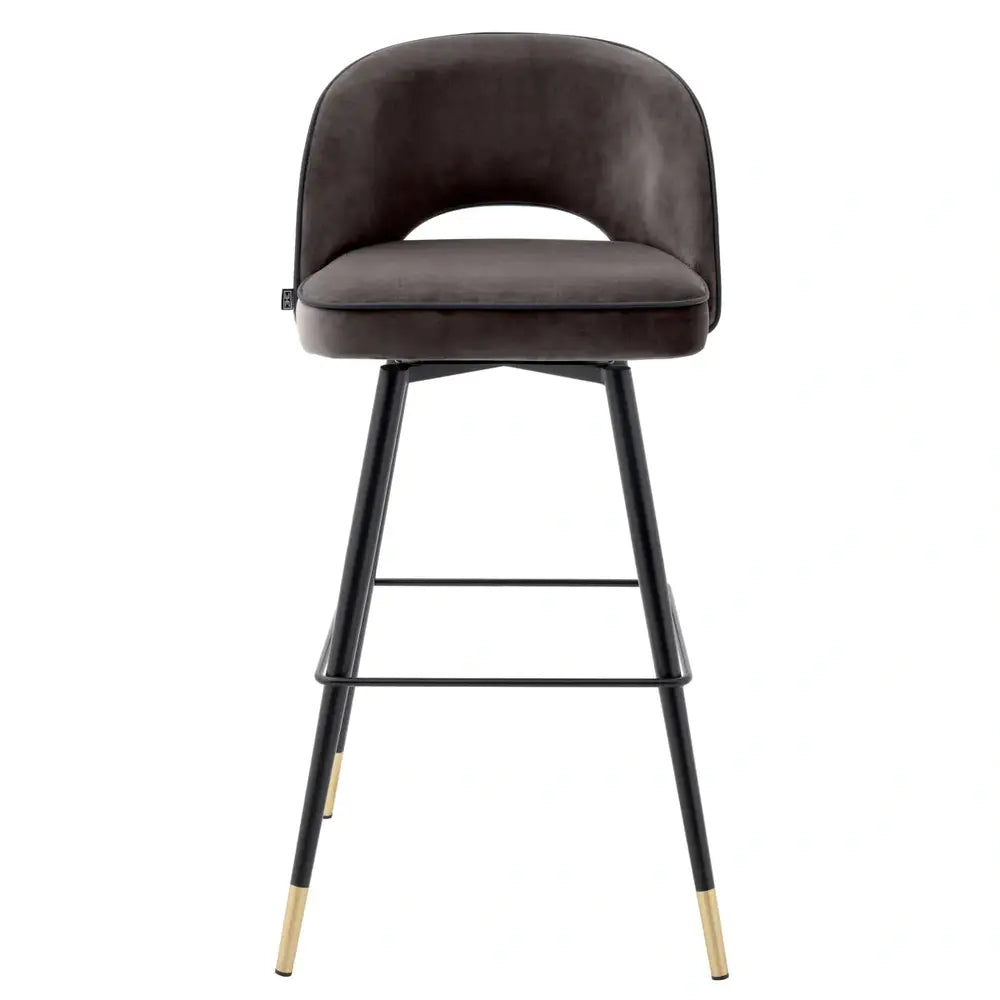 Product photograph of Eichholtz Cliff Set Of 2 Bar Stool In Savona Grey Velvet from Olivia's.