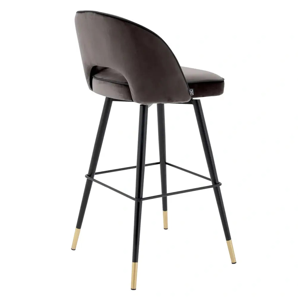 Product photograph of Eichholtz Cliff Set Of 2 Bar Stool In Savona Grey Velvet from Olivia's.