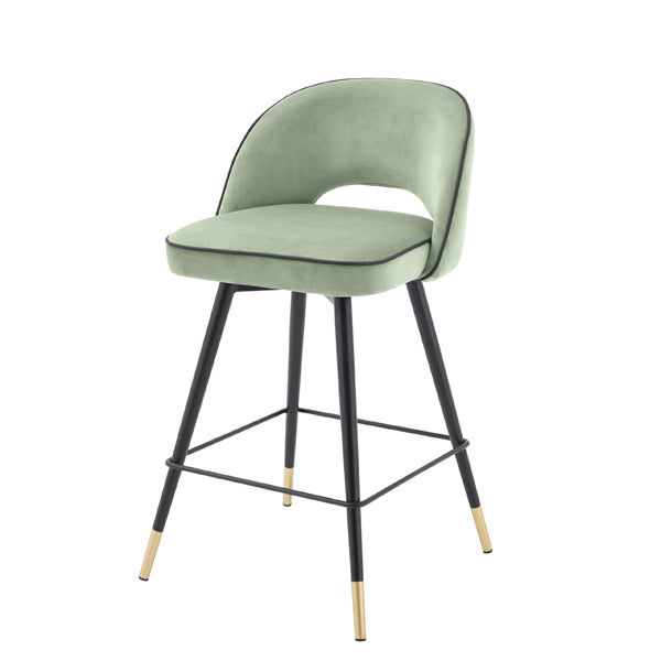 Eichholtz Cliff Set of 2 Counter Stools in Savona Pistache Green Velvet