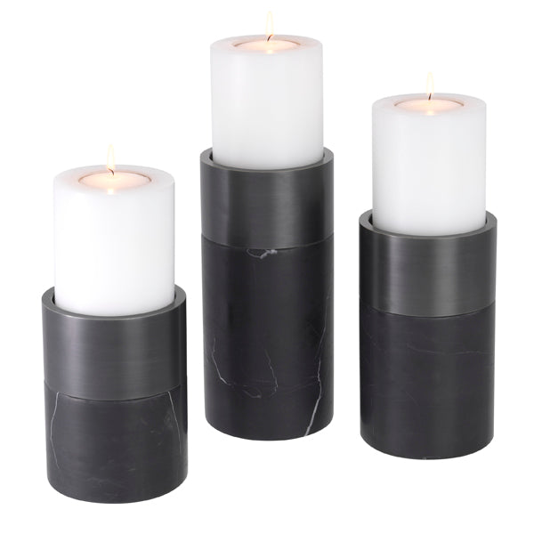 Product photograph of Eichholtz Set Of 3 Sierra Black Candle Holders from Olivia's.