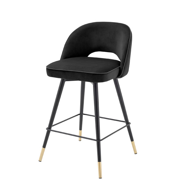 Eichholtz Cliff Set of 2 Counter Stools in Roche Black Velvet