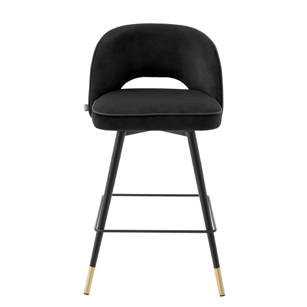 Product photograph of Eichholtz Cliff Set Of 2 Counter Stools In Roche Black Velvet from Olivia's.
