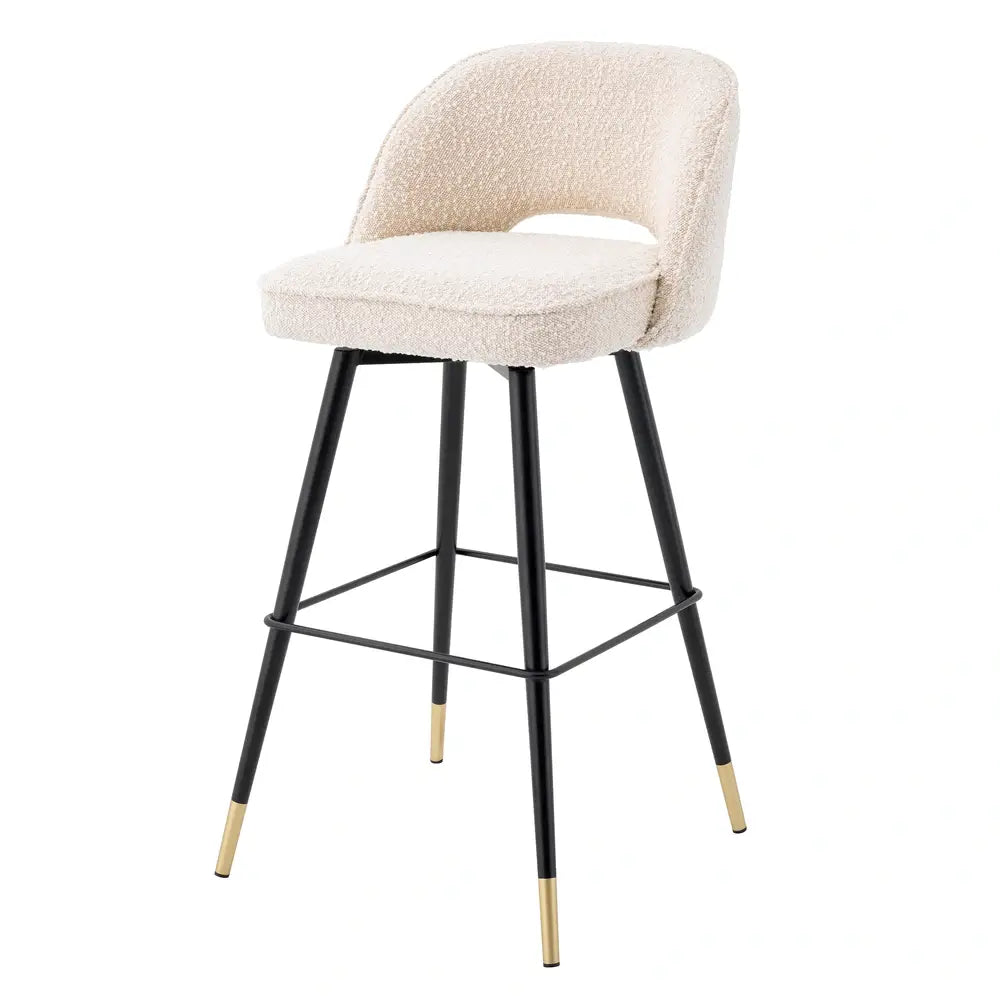 Eichholtz Cliff Set of 2 Bar Stools in Bouclé Cream