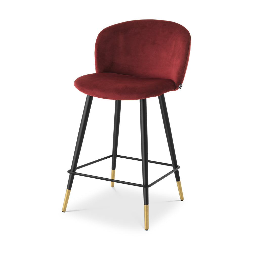 Eichholtz Volante Counter Stool in Roche Bordeaux Velvet