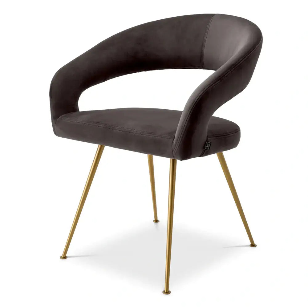 Eichholtz Bravo Dining Chair In Savona Grey Velvet