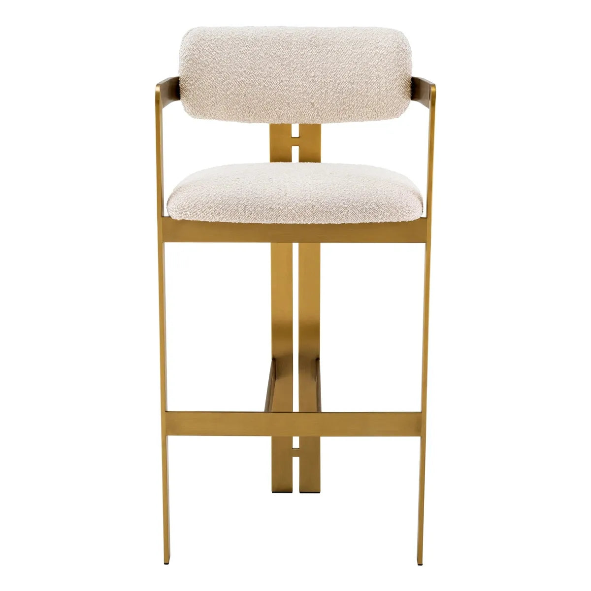 Eichholtz Donato Brushed Brass Finish Bar Stool in Bouclé Cream