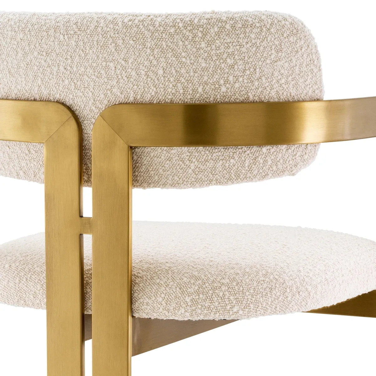 Eichholtz Donato Brushed Brass Finish Bar Stool in Bouclé Cream