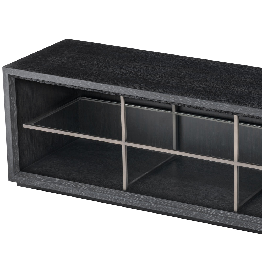 Product photograph of Eichholtz Hennessey Large Tv Cabinet Hennessey In Charcoal Grey Oak Veneer from Olivia's.