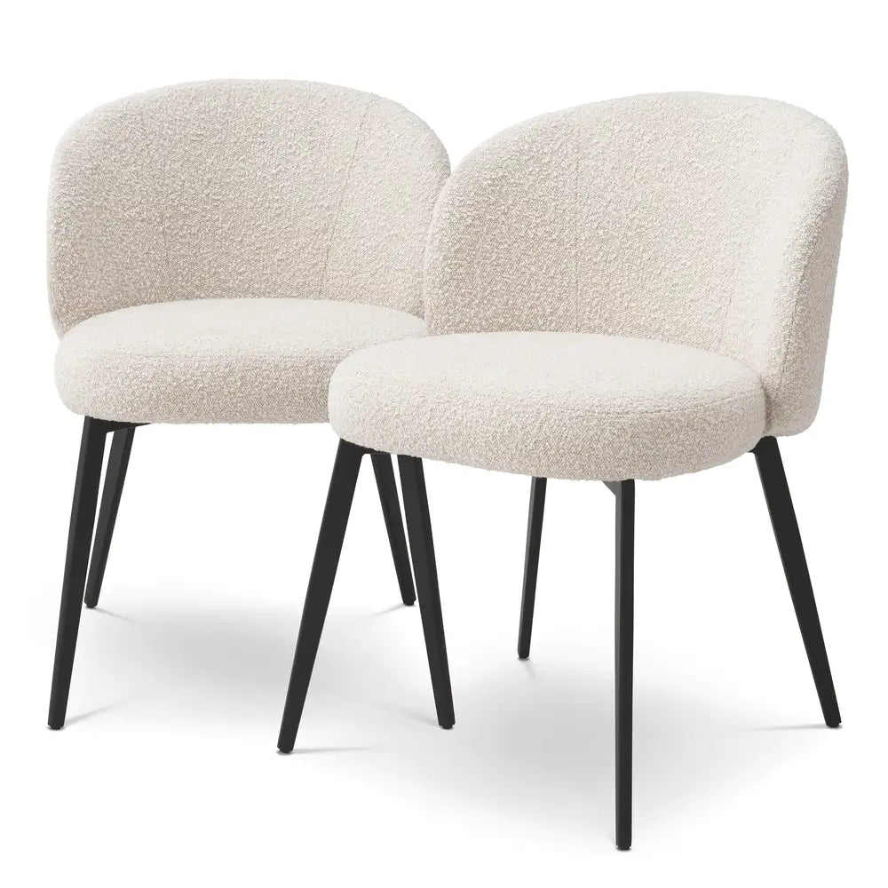 Eichholtz Set of 2 Lloyd Dining Chairs in Bouclé Cream