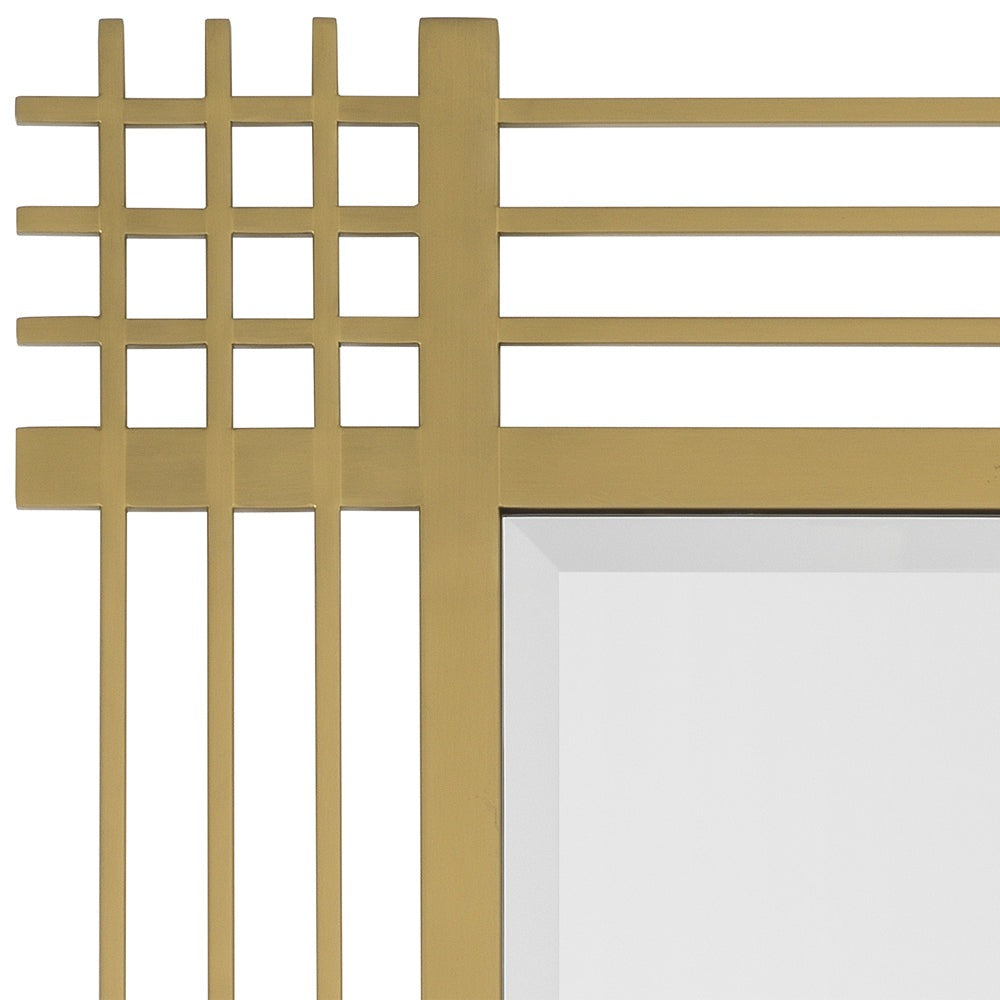 Product photograph of Eichholtz Pierce Rectangular Mirror In Brushed Brass from Olivia's.
