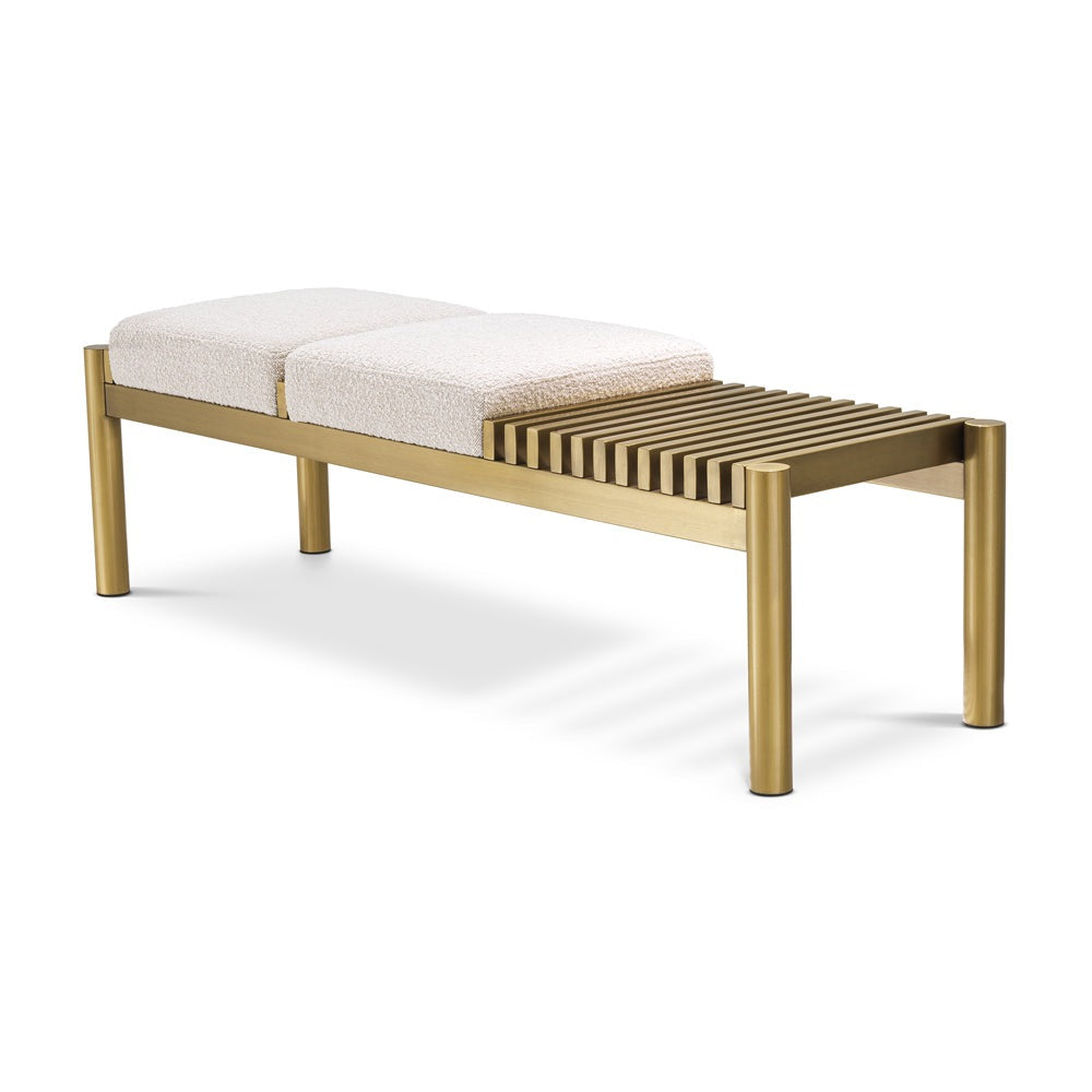 Product photograph of Eichholtz Bibi Bench In Boucl Cream Brushed Brass from Olivia's