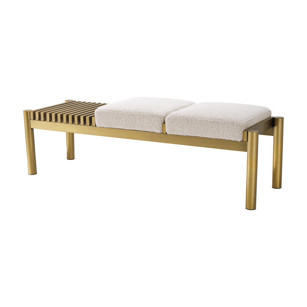 Product photograph of Eichholtz Bibi Bench In Boucl Cream Brushed Brass from Olivia's.