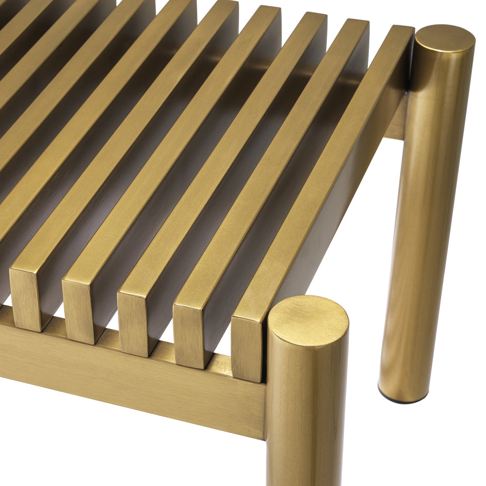 Product photograph of Eichholtz Bibi Bench In Boucl Cream Brushed Brass from Olivia's.