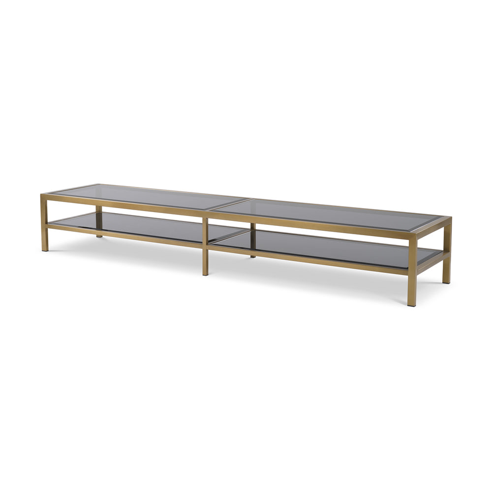 Product photograph of Eichholtz Duel Tv Cabinet In Brushed Brass from Olivia's