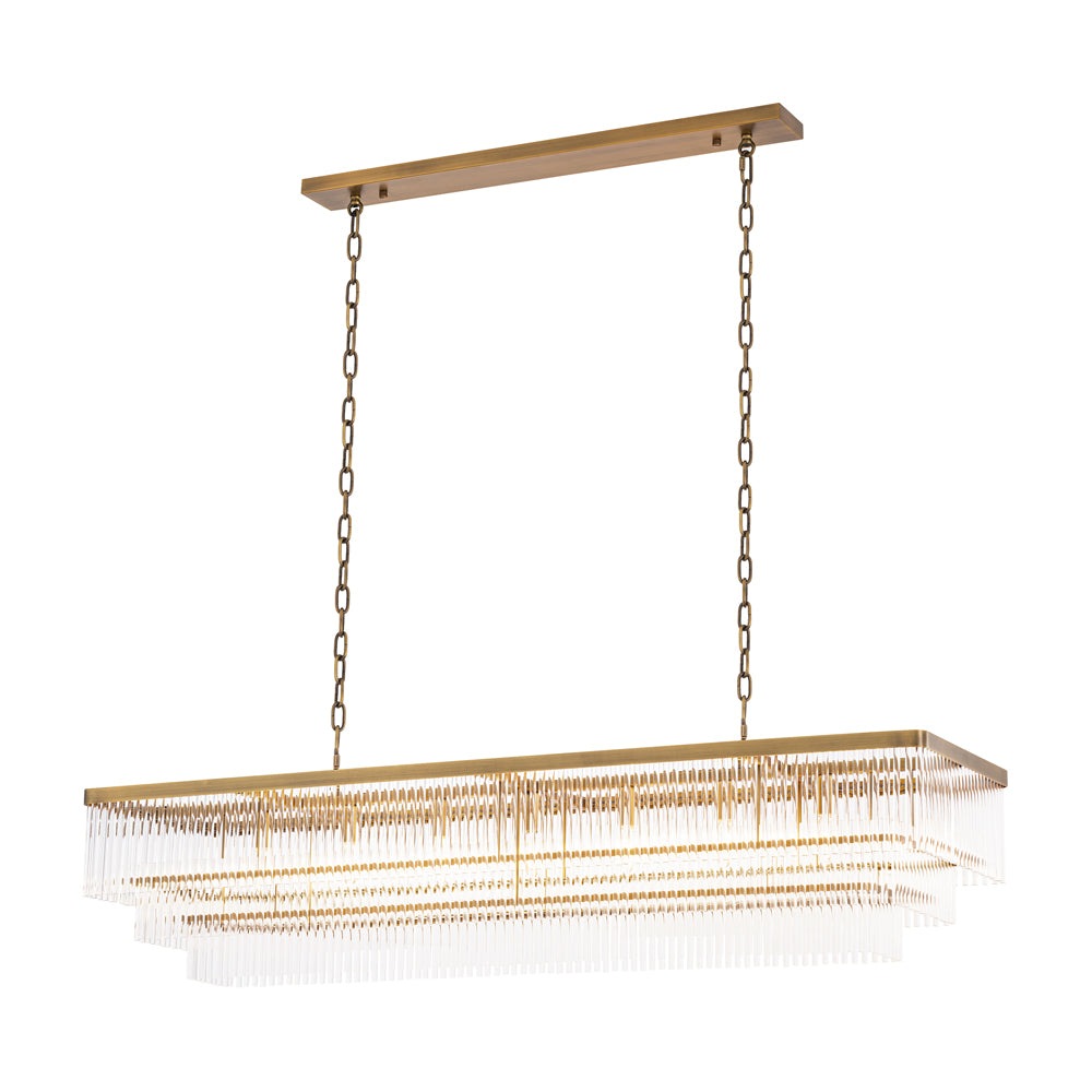 Product photograph of Eichholtz East Rectangular Chandelier In Antique Brass from Olivia's