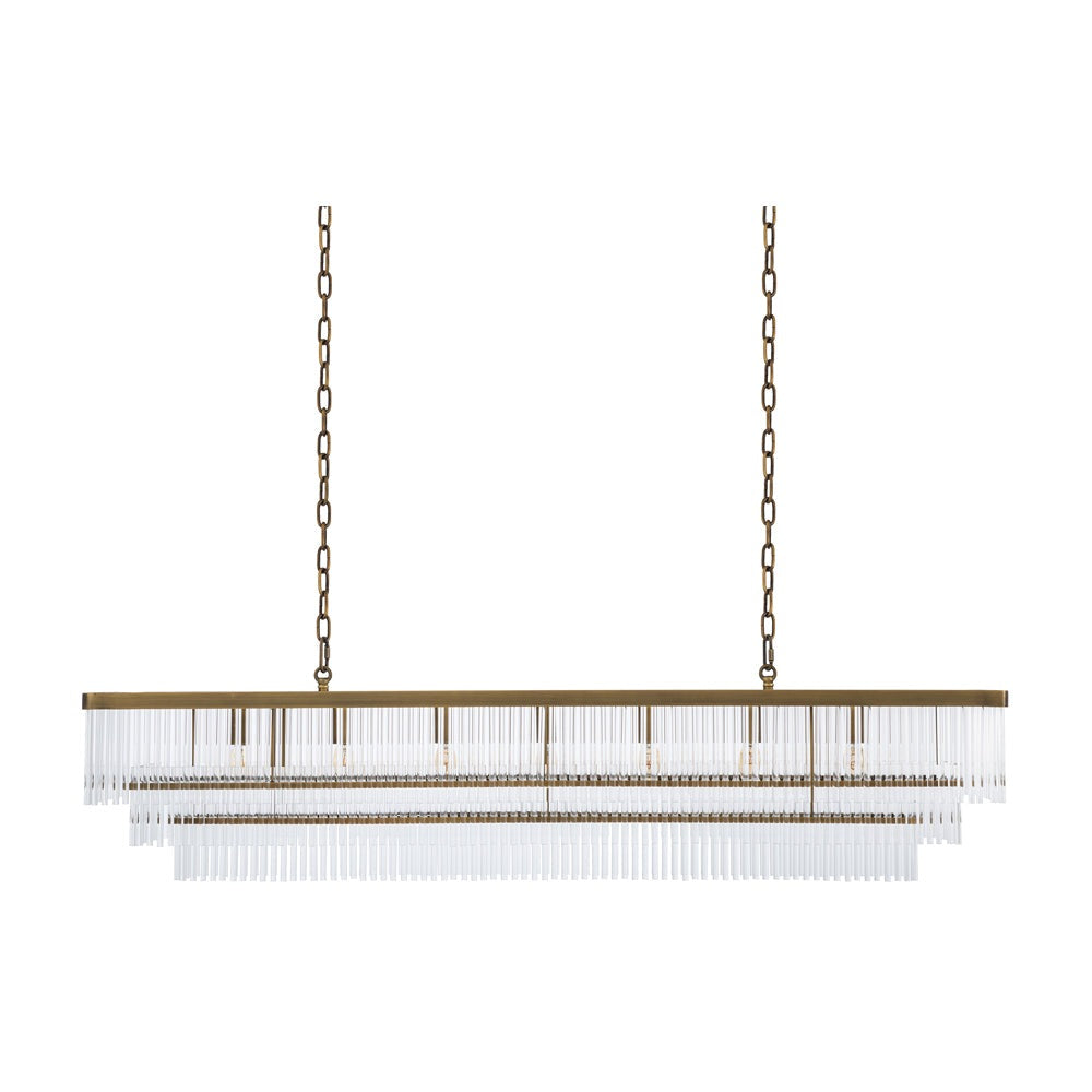 Product photograph of Eichholtz East Rectangular Chandelier In Antique Brass from Olivia's.