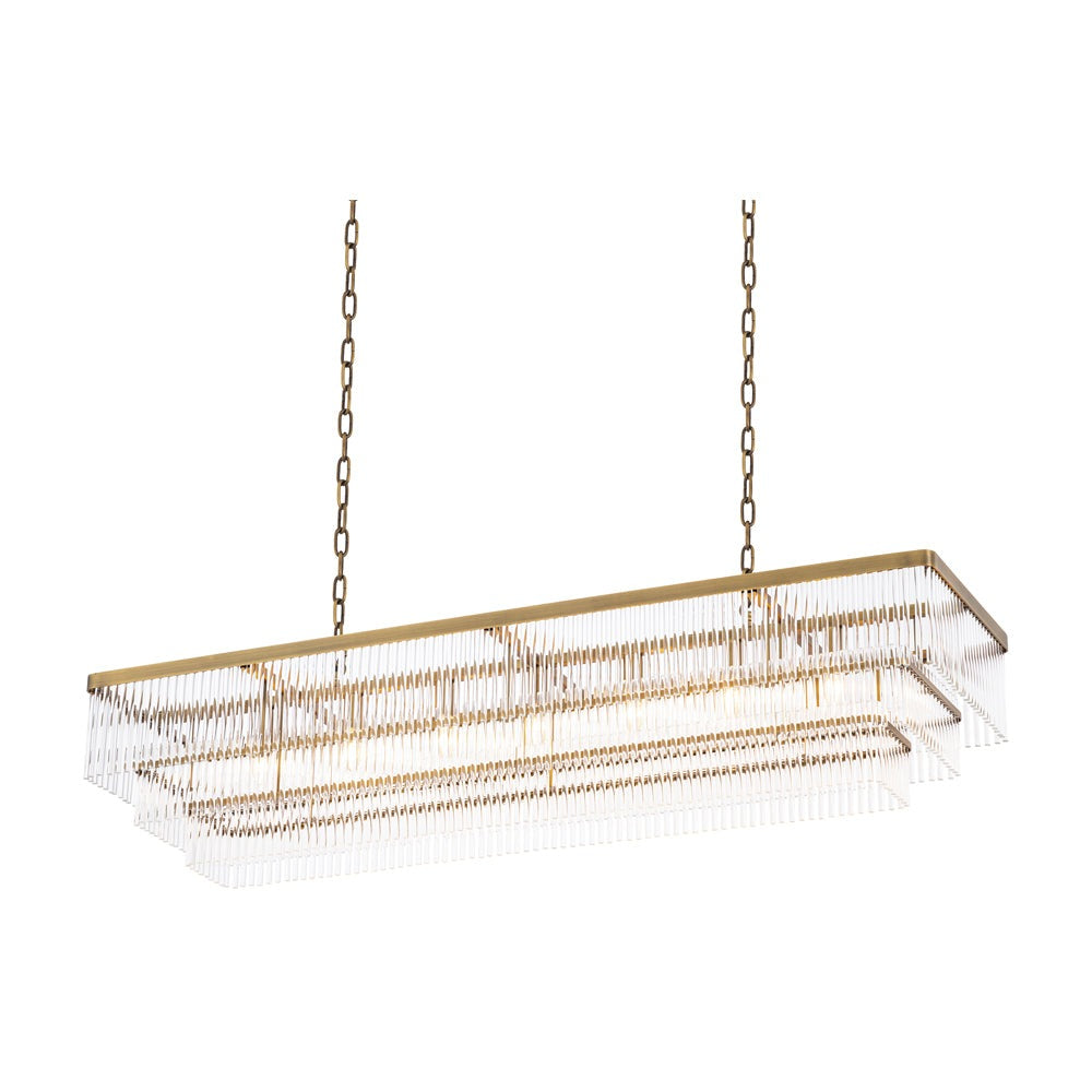 Product photograph of Eichholtz East Rectangular Chandelier In Antique Brass from Olivia's.