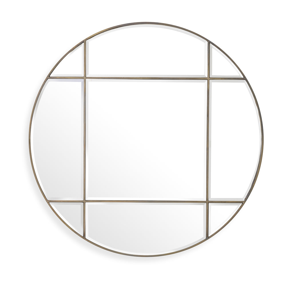 Product photograph of Eichholtz Beaumont Round Mirror Beaumont In Vintage Brass from Olivia's