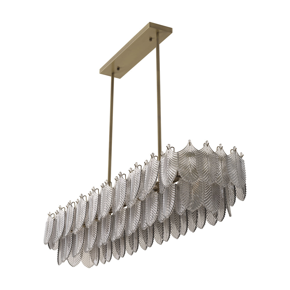 Product photograph of Eichholtz Verbier Rectangular Chandelier In Light Brushed Brass from Olivia's.