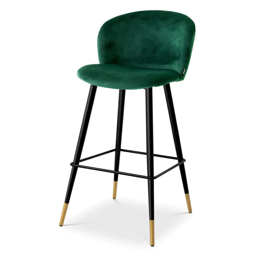 Product photograph of Eichholtz Volante Bar Stool In Roche Dark Green Velvet from Olivia's